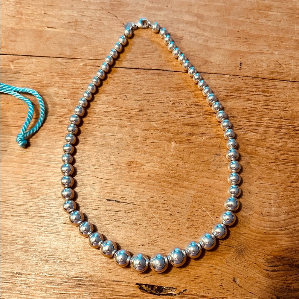 Authentic Tiffany & Co. Graduated Silver Bead Necklace